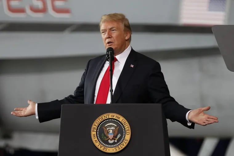 President Trump speaks at Marine Corps Air Station Miramar in San Diego on Tuesday, March 13, 2018.