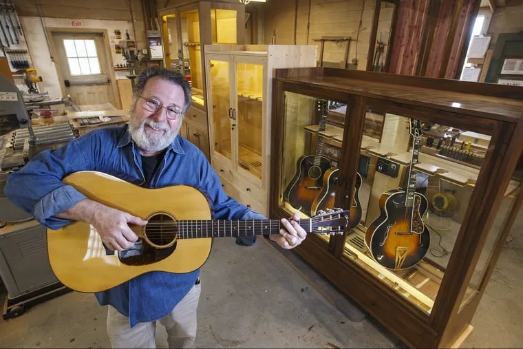 Darrell Jennings of American Music Furniture took his love of guitars and woodworking and began building beautiful cabinets, with humidifiers inide of them, to house musicians guitars in their home.