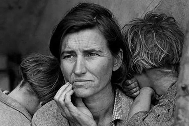 “Migrant Mother”: Migrant worker Florence Owens Thompson photographed in California in 1936. Credit: Dorothea Lange