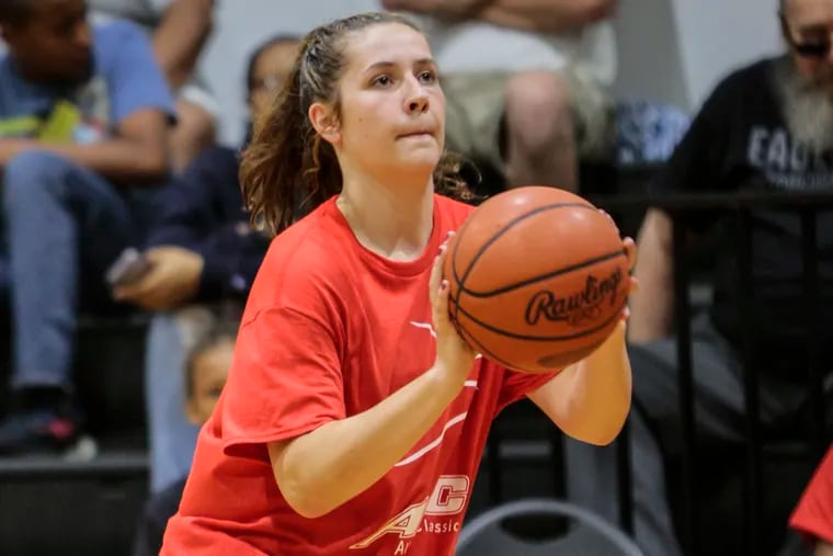 Archbishop Wood's Emily Knouse during the 10th Annual All City Classic at Imhotep Charter on May 30. The junior recently made her commitment to St. Joe's.