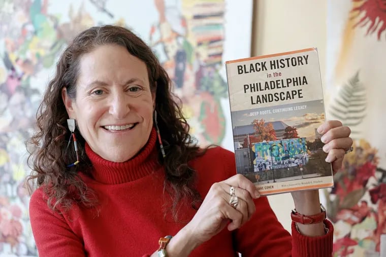 Amy Jane Cohen was photographed with her book, "Black History in the Philadelphia Landscape," at Cafe Walnut in Philadelphia.