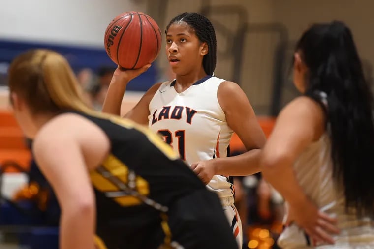 Overbrook freshman Imani Gillette prepares for a foul shot in a January game.