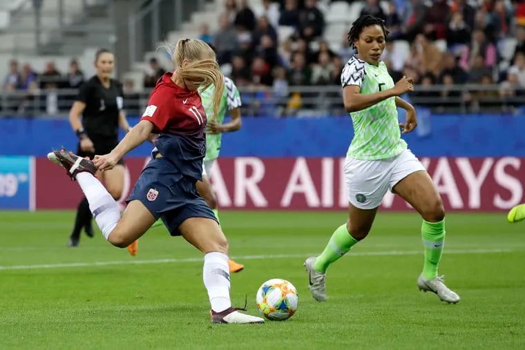 Guro Reiten and Lisa Marie Utland (above) scored to help Norway open the Women’s World Cup with a 3-0 victory over Nigeria on Saturday night.