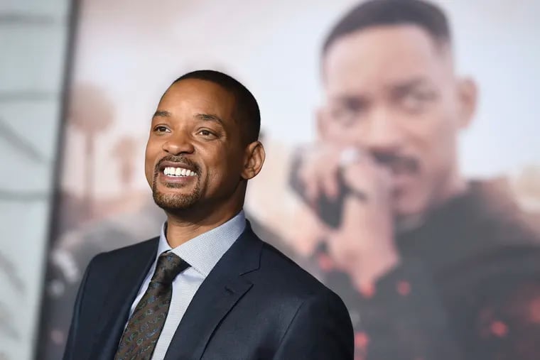 In this Dec. 13, 2017, file photo, Will Smith arrives at the U.S. premiere of "Bright" in Los Angeles. When Smith turns 50 on Tuesday, Sept. 25, 2018, he will jump head-first into the big milestone. The "Fresh Prince" plans to bungee jump from a helicopter over a gorge just outside Grand Canyon National Park. His birthday activity is the latest in a vast history of outrageous stunts staged in and around one of the world's<br/>
 seven natural wonders