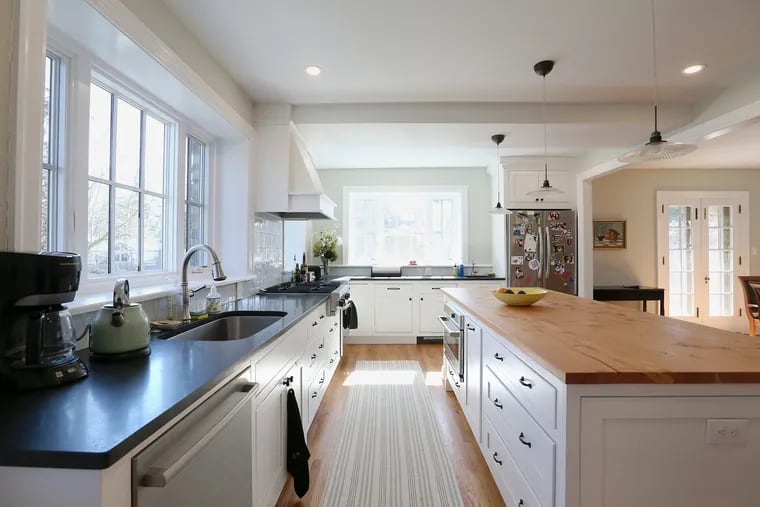 A renovated kitchen is pictured in this Merion Station home in 2020.