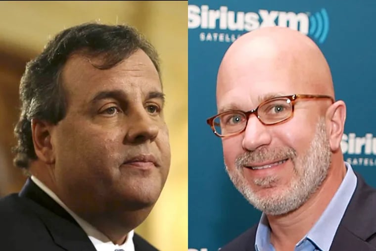 Talk radio host and Inquirer columnist Michael Smerconish (right) thinks he might be getting a cold shoulder from Gov. Chris Christie might be over a column about using a state helicopter to attend his son's baseball games.