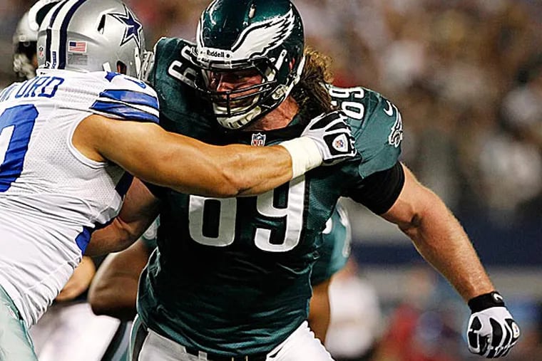 Evan Mathis confirmed that he has undergone an ankle "cleanout," which Mathis said would sideline him through the remaining spring workouts. (Tony Gutierrez/AP)
