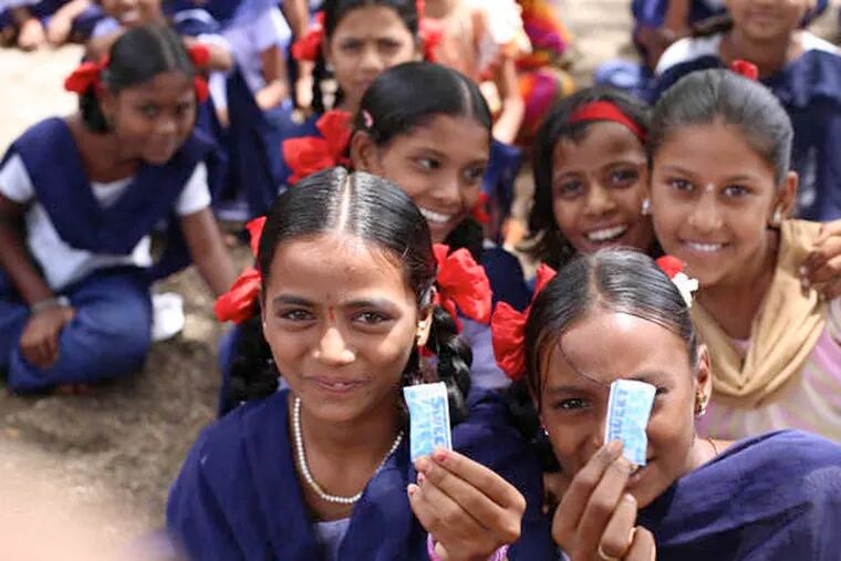 School children in Bangalore, India, who were given Sweet Bites xylitol gum samples. The gum, created by a team of five University of Pennsylvania students who were finalists in the Clinton Global Initiative Hult Prize, is intended to improve dental health in developing countries where dental care is scarce. Credit: Sweet Bites