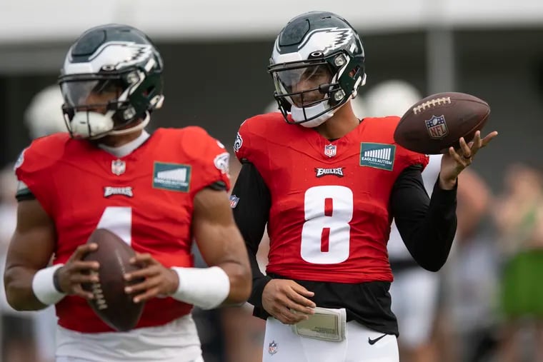 Jalen Hurts (left), Marcus Mariota, and the Eagles are gearing up for Week 1 on Sunday.