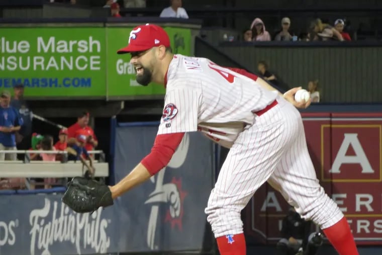 Phillies reliever Pat Neshek pitched one inning in a rehab stint Tuesday at Reading.