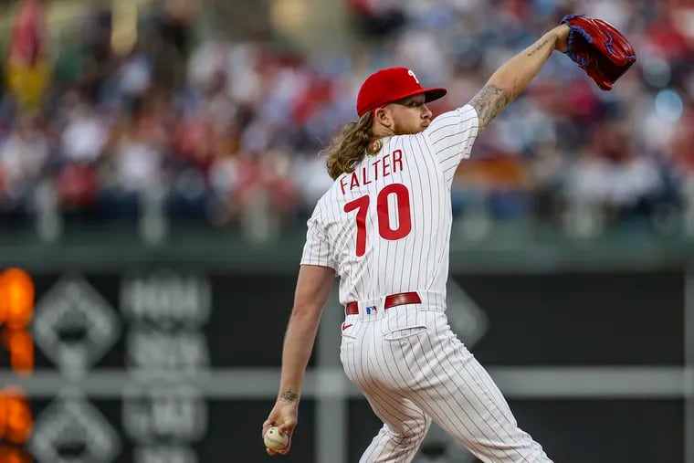 Phillies starter Bailey Falter pitching against the Boston Red Sox on Saturday.