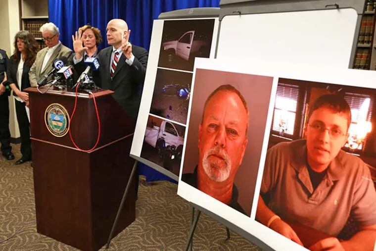 Chester County District Attorney Thomas Hogan explains the number of times Robert Landis had been arrested for drunken driving before he was charged in the death of Liam Crowley. (David Swanson / Staff)