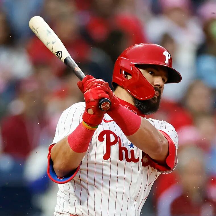 Kyle Schwarber exited the Phillies' series-opening win against the Marlins on Friday in the ninth inning.