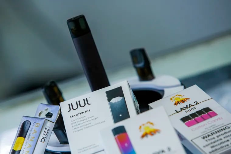 In this photo from January 2, 2020, e-cigarettes devices are display in a local store in Jersey City, New Jersey. (Eduardo Munoz Alvarez/Getty Images/TNS)