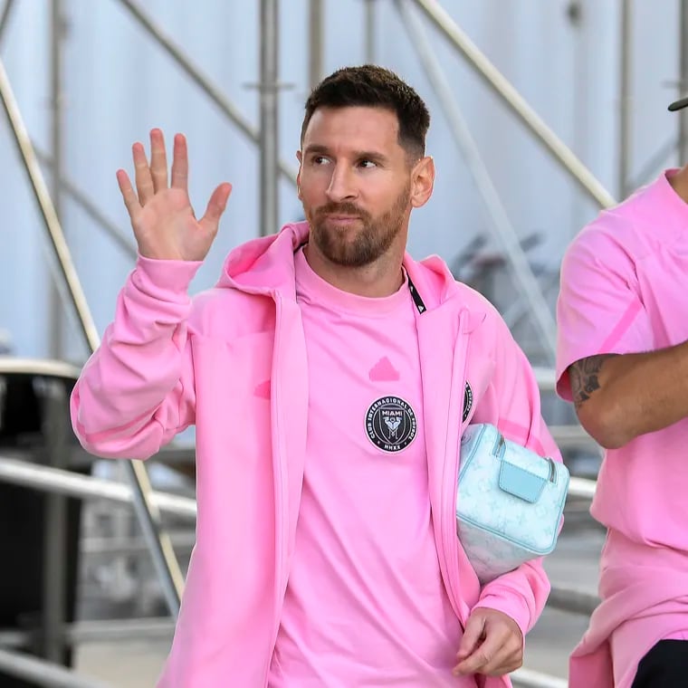 Lionel Messi (left) won't play for Argentina against El Salvador at Lincoln Financial Field on Friday because of a hamstring strain he recently suffered with his club team, Inter Miami.