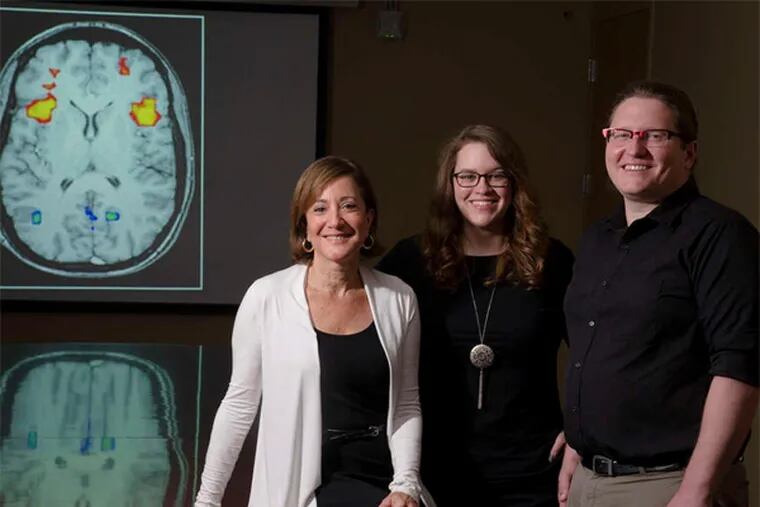 A team at Penn - Caryn Lerman (left), Leah Bernardo, and Joseph Kable - are studying how Lumosity affects brain activity.