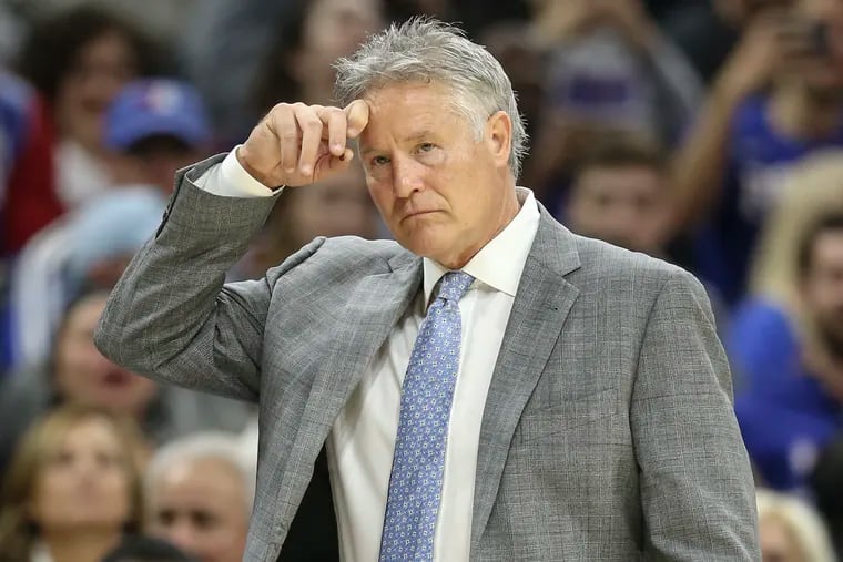 Sixers coach Brett Brown watches his team beat the Pelicans last Friday.