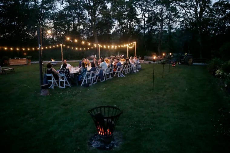 Dessert is about to be served to guests as they experience the Farm To Fin dinner at Beach Plum Farm in West Cape May, N.J. on June 28, 2019.