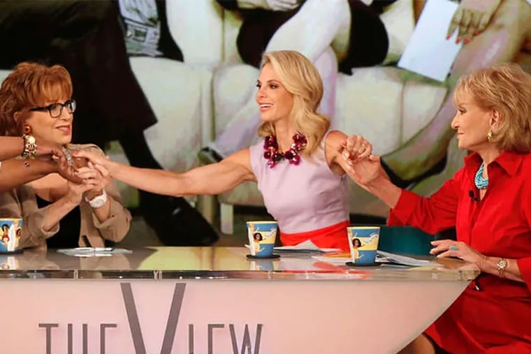 Joy Behar, Elisabeth Hasselbeck, Barbara Walters on Hasselbeck's last day on "The View," Wednesday. She's moving to "Fox & Friends."