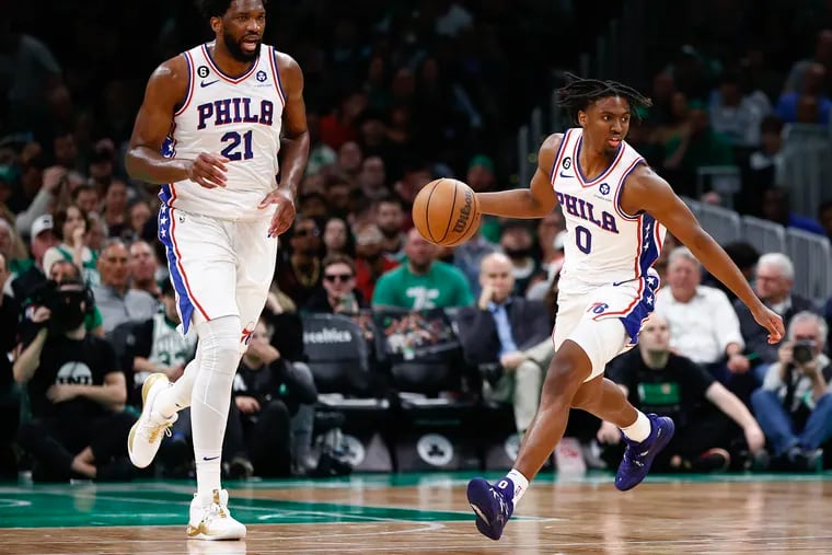 Tyrese Maxey (0) and Joel Embiid look to lead the Sixers into another season with high expectations. But will another early playoff exit against the Celtics be in the cards?