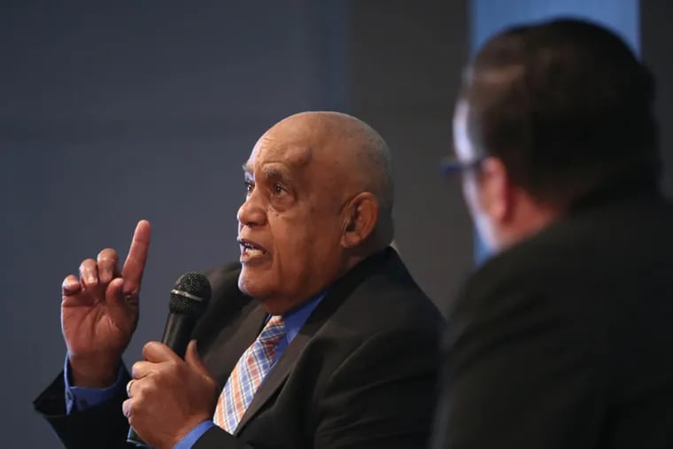 Milton Street speaks at a mayoral forum at WHYY in Philadelphia on Wednesday, April 15, 2015. ( STEPHANIE AARONSON / Staff Photographer )