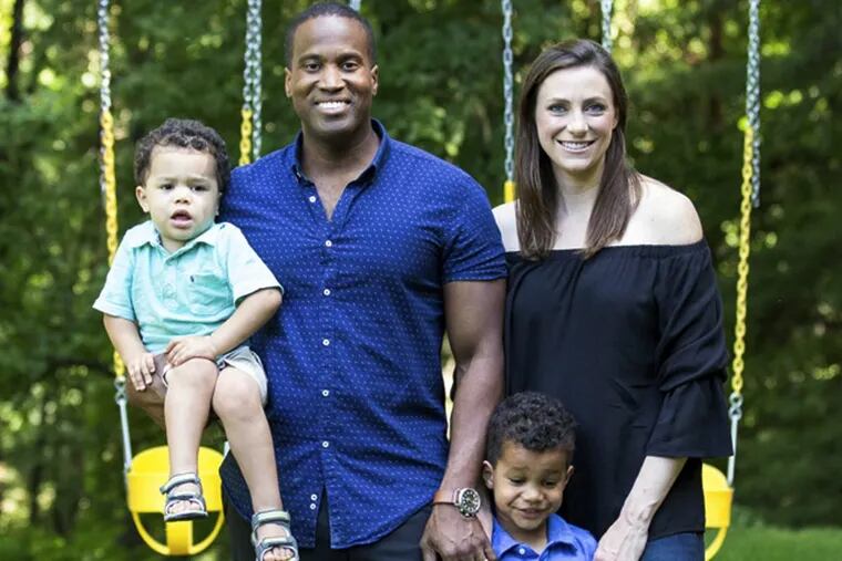 Republican Senate candidate John James with his family in a campaign photo.