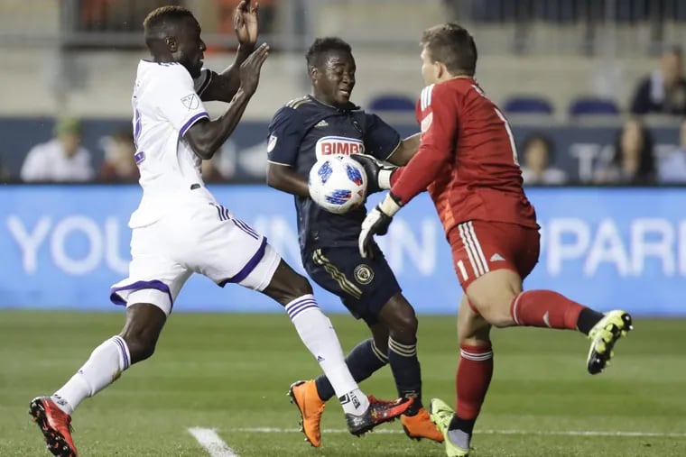 David Accam was one of many Philadelphia Union players who failed to score on quality chances against Orlando City.