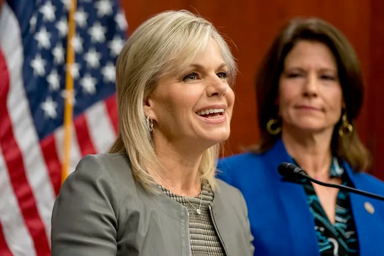 Gretchen Carlson, CEO of Miss America, has hit back at allegations of bullying made by  accompanied by Rep. Cheri Bustos, D-Illinois., speaks during a news conference where members of congress introduce legislation to curb sexual harassment in the workplace, on Capitol Hill, Wednesday, Dec. 6, 2017, in Washington. (AP Photo/Andrew Harnik)