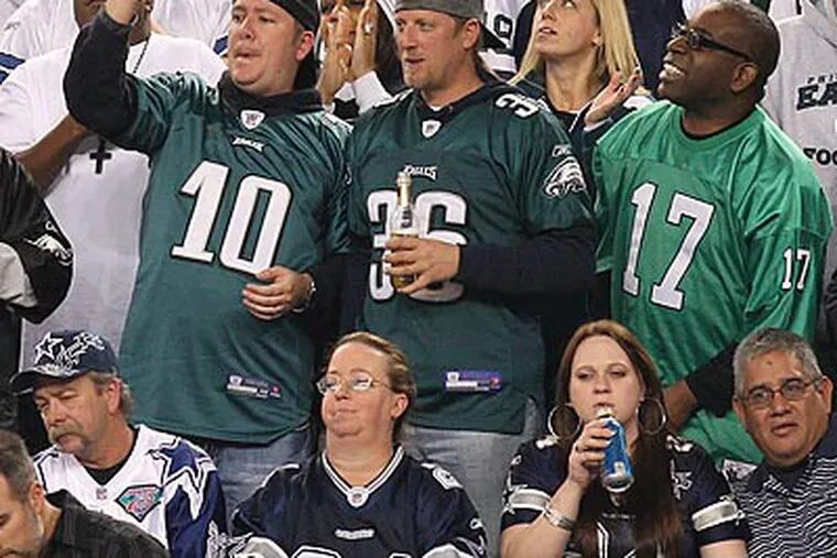 Eagles fans turned out in force to cheer on the Birds at Cowboys Stadium. (Steven M. Falk/Staff Photographer)