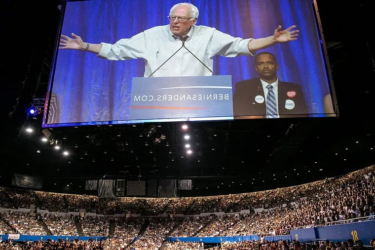 Presidential candidate Bernie Sanders speaks to an estimated crowd of 27,500 in Los Angeles. It was five times the turnout that Hillary Rodham Clinton has drawn at any event. MARCUS YAM / Los Angeles Times