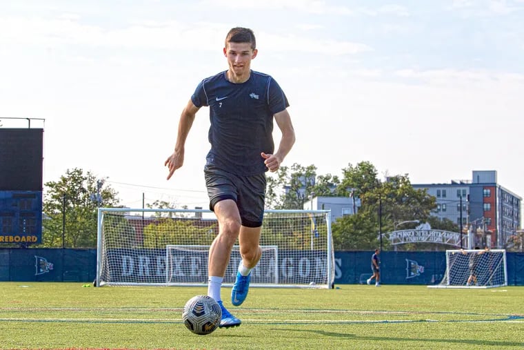 Drexel soccer player, Chris Donovan, poses for a photo at the Vidas Athletic Complex in Philadelphia, Pa.