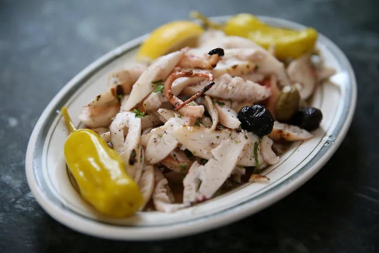 The grilled octopus at Dmitri's in Queen Village is one of the city's best octo dishes.