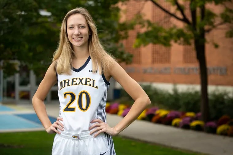 Junior forward Kate Connolly posed for a portrait outside of the Daskalakis Athletic Center at Drexel University last month.