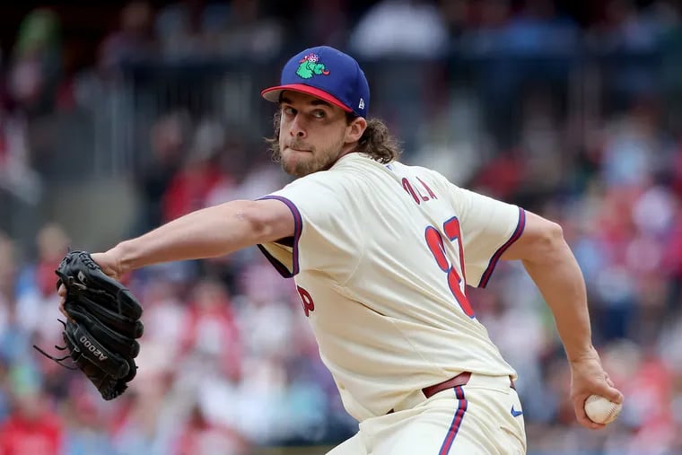 Aaron Nola gave up four hits in eight innings in his last start against the White Sox.