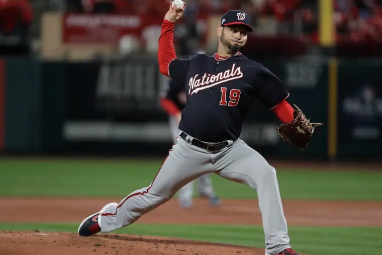 Washington starting pitcher Anibal Sanchez took a no-hit bid into the eighth inning Friday night in Game 1 of the NLCS. The Nationals beat the Cardinals, 2-0, in St. Louis to take a 1-0 series lead.