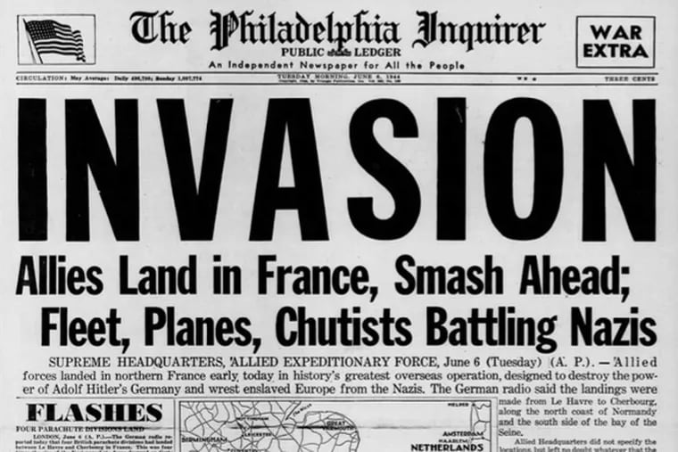 The Philadelphia Inquirer War Extra from June 6, 1944. 