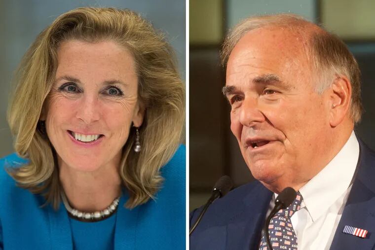 Former Pa. Gov. Ed Rendell (right) supports Democrat Katie McGinty (left)  for U.S. Senate