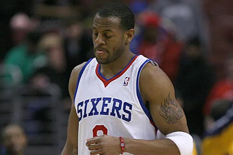 Andre Iguodala returned to the Sixers Tuesday after missing seven games with Achilles tendinitis. (Yong Kim/Staff Photographer)