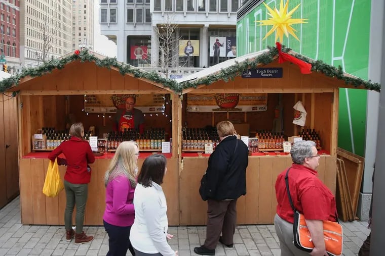 TorchBearer Sauces is pictured at the Christmas Village in Love Park on Tuesday, Dec. 5, 2017.
