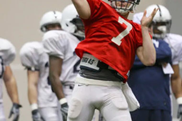 Penn State quarterback Pat Devlin in spring practice. The Downingtown East product may end up playing at Delaware.