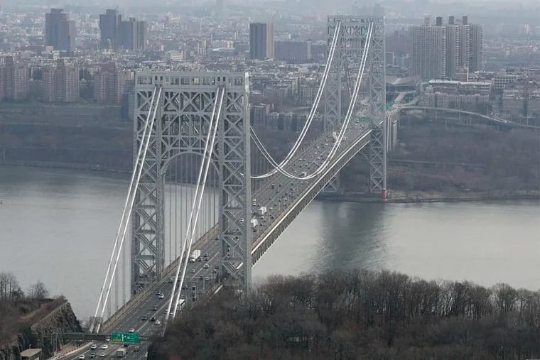 Tollbooth lanes leading to the George Washington Bridge in Fort Lee, N.J. (lower left). Prosecutors charging two people in the closing of two of three lanes in 2013 are now citing violation of the right to localized travel.