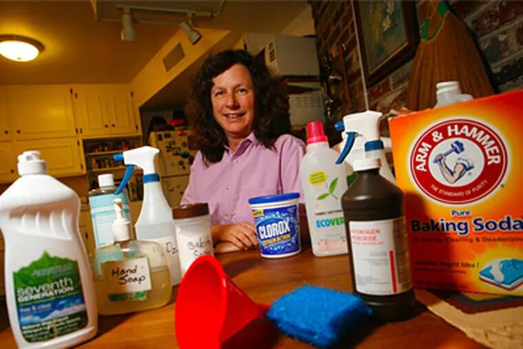 Teri Van Huss displays some of her creations for green cleaning at her Visalia, California home. (Darrell Wong/Fresno Bee/MCT)
