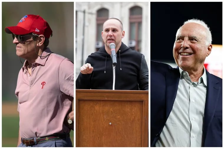 Phillies owner John Middleton, Fanatics founder Michael Rubin, and Eagles owner Jeffrey Lurie (left to right) all made Forbes' list of the wealthiest Americans.