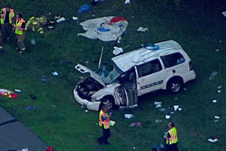 The Atlantic City Expressway near Wislow was the scene of a crash sending at least nine people to hospitals. Photo courtesy NBC-10.