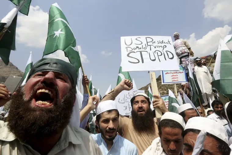 A Pakistani man shouts anti-American slogans during a rally in Torkham, a border town along the Afghanistan border.