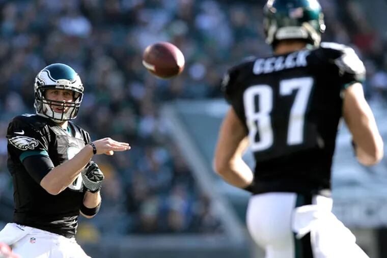 Nick Foles passes during the first half of an NFL football game against the Arizona Cardinals Sunday, Dec. 1, 2013, in Philadelphia. (Michael Perez/AP)