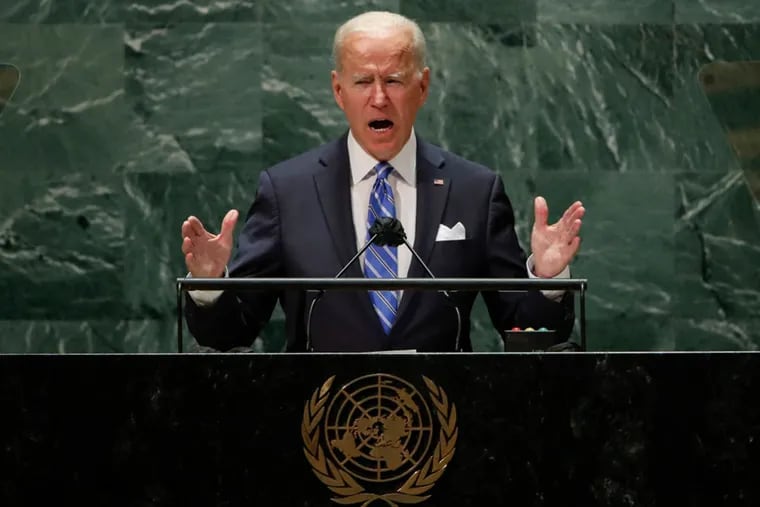 U.S. President Joe Biden addresses the 76th session of the United Nations General Assembly.