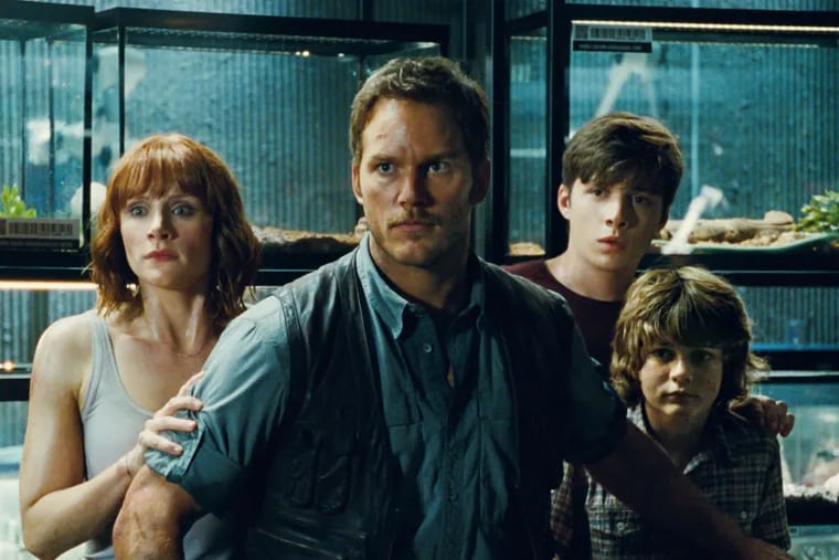 Bryce Dallas Howard, Chris Pratt, Nick Robinson, and Ty Simpkins in "Jurassic World." (Universal Pictures/Amblin Entertainment)