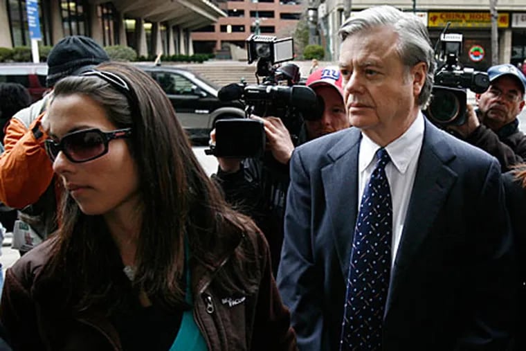 Allison Fumo, seen here holding her father Vincent Fumo's hand at his federal corruption trial in 2009, said Tuesday of the elder Fumo: "I don't trust my father, unfortunately."