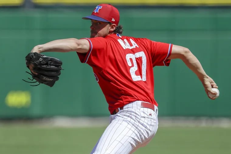 Phillies pitcher Aaron Nola in a start earlier this spring against the New York Yankees.